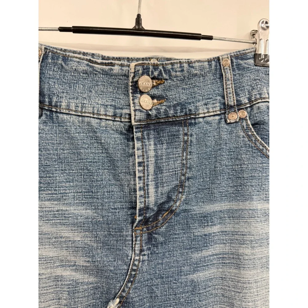 London Blue Vigoss 11/12 Denim Midi Skirt W  Blue‎ Grommet Slit Distressed Y2K